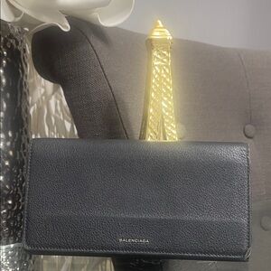 Balenciaga Black Textured Leather Clutch